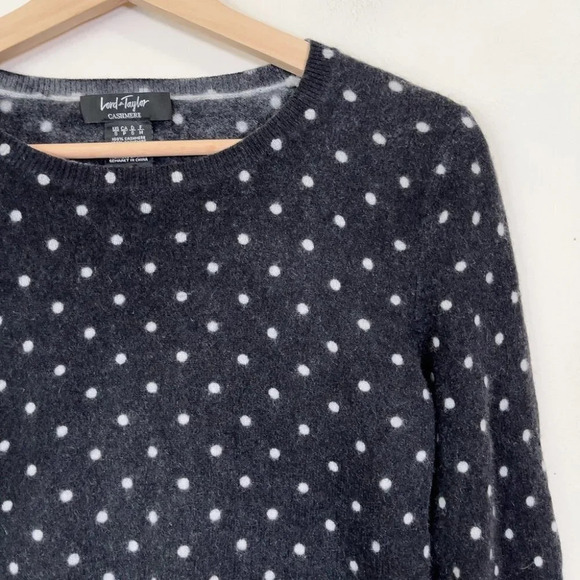 Lord & Taylor Cashmere Polka Dot Crewneck Sweater - Picture 5 of 11